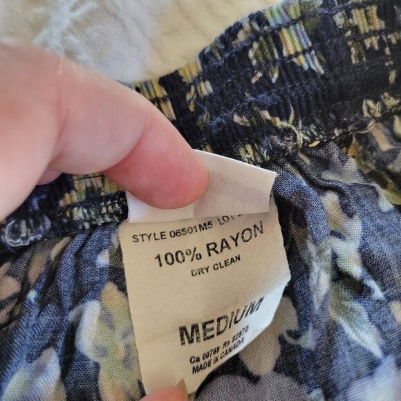 Vintage Ship'n Shore Floral Blue A-line Midi Skirt Buttons M - Picture 7 of 8